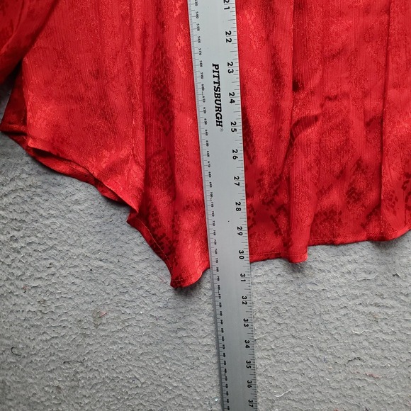 Michael Kors Jacquard Handkerchief Off Shoulder Blouse Womens 2X Red WH340KBADN - Picture 3 of 11